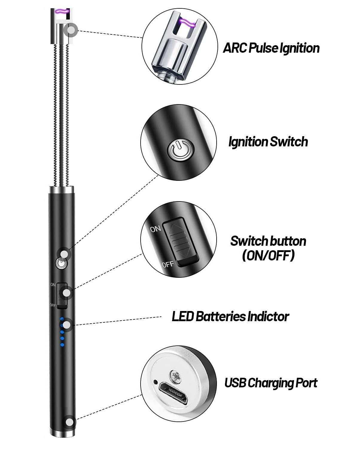 Multi-Functional Rechargeable USB Lighter (Multi-Colour)